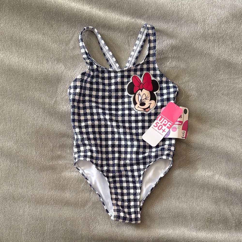 NWT Disney Minnie Mouse toddler One Piece bathing suit- Navy and White